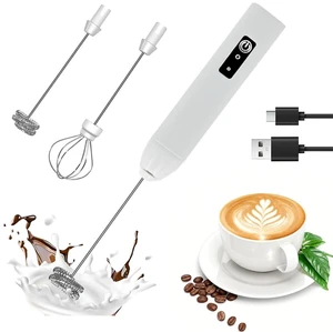 Milk Frother Handheld Rechargeable Electric Frother Wand Coffee Foam Maker with 2 Stainless Stee Whisks & 3 Speeds,Drink Mixer Handheld for for Latte, Cappuccino, Hot Chocolate, Matcha, Egg (White) Milk Frother Handheld Rechargeable Electric Frother Wand Coffee Foam Maker with 2 Stainless Stee Whisks & 3 Speeds,Drink Mixer Handheld for for Latte, Cappuccino, Hot Chocolate, Matcha, Egg (White)