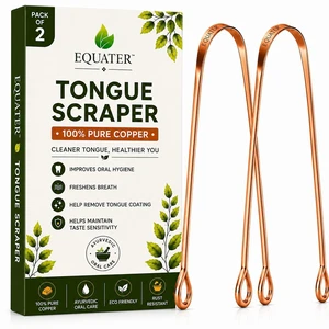 Pure Copper Tongue Cleaner for Adults | Tongue Scraper for Oral Care | Ayurvedic Tongue Cleaner | Pack of 2 Pure Copper Tongue Cleaner for Adults | Tongue Scraper for Oral Care | Ayurvedic Tongue Cleaner | Pack of 2