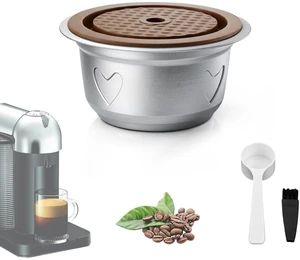 Stainless Steel Reusable Coffee Pods for Nespr*sso V-rtuo Refillable Coffee Capsules 7.77oz/230ml Compatible with V-rtuo NEXT POP GCA1 and ENV135,with 1 Pcs Silicone Lids Stainless Steel Reusable Coffee Pods for Nespr*sso V-rtuo Refillable Coffee Capsules 7.77oz/230ml Compatible with V-rtuo NEXT POP GCA1 and ENV135,with 1 Pcs Silicone Lids