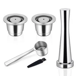 Reusable Coffee Pods, Stainless Steel Coffee Pods Refillable | 2Pcs Refillable Coffee Pods, Metal Coffee Pods Compatible with Original Line, Tamper+ Stainless Steel Spoon Reusable Coffee Pods, Stainless Steel Coffee Pods Refillable | 2Pcs Refillable Coffee Pods, Metal Coffee Pods Compatible with Original Line, Tamper+ Stainless Steel Spoon