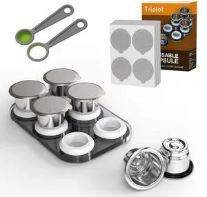 Reusable Capsules for Nespresso OriginalLine - 6pcs Refillable Coffee Pods,Stainless Steel Cups Compatible for Nespresso OriginalLine Machine (6Pods+100pcs Lids+Storage Board) Reusable Capsules for Nespresso OriginalLine - 6pcs Refillable Coffee Pods,Stainless Steel Cups Compatible for Nespresso OriginalLine Machine (6Pods+100pcs Lids+Storage Board)