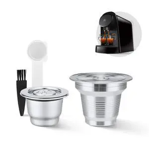 2 Pcs Reusable Stainless Steel Coffee Capsules Compatible with L'OR Barista LM8012 / 60, Refillable Coffee Pods Metal L'or Espresso Pods(Big & Small) 2 Pcs Reusable Stainless Steel Coffee Capsules Compatible with L'OR Barista LM8012 / 60, Refillable Coffee Pods Metal L'or Espresso Pods(Big & Small)