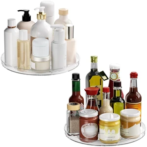 2 Pack Lazy Susan Organizer Turntable, Clear 9 Inch Rotating Organizer Tray for Cabinet Table Top, Round Non-Skid Refrigerator Lazy Susan, Kitchen Storage for Pantry Countertop Bathroom, Spice Rack 2 Pack Lazy Susan Organizer Turntable, Clear 9 Inch Rotating Organizer Tray for Cabinet Table Top, Round Non-Skid Refrigerator Lazy Susan, Kitchen Storage for Pantry Countertop Bathroom, Spice Rack