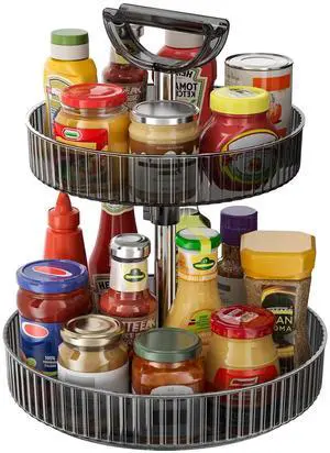 Lazy Susan Organizer 2 Tier Rotating Spice Rack Turntable, 11.4" Plastic Spinning Organizer for Kitchen Cabinet Pantry Countertop Cupboard Bathroom Storage Lazy Susan Organizer 2 Tier Rotating Spice Rack Turntable, 11.4" Plastic Spinning Organizer for Kitchen Cabinet Pantry Countertop Cupboard Bathroom Storage