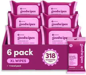 Flushable Wipes (6 Pack) | Septic Safe, Extra Large, Adult Wet Wipes, Bathroom Essentials, Women and Men Flushable Wipes (6 Pack) | Septic Safe, Extra Large, Adult Wet Wipes, Bathroom Essentials, Women and Men