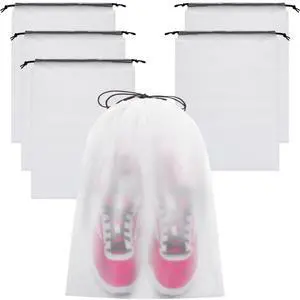 Shoe Bags for Travel, 6 Pcs, Transparent, Drawstring, Large | Clear, Shoe Organizer, With Rope, Travel Essentials, For Men Women Shoe Bags for Travel, 6 Pcs, Transparent, Drawstring, Large | Clear, Shoe Organizer, With Rope, Travel Essentials, For Men Women