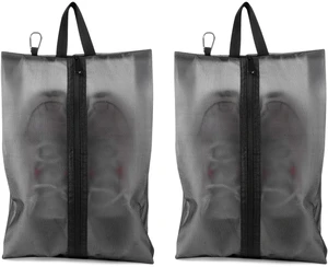 2 Pack Shoe Bags for Travel, Sneaker Bags, Waterproof Travel Shoe Bags with Zipper for Packing, Golf Shoe Dust Bags for Man and Women, Large, Black 2 Pack Shoe Bags for Travel, Sneaker Bags, Waterproof Travel Shoe Bags with Zipper for Packing, Golf Shoe Dust Bags for Man and Women, Large, Black