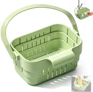 Foldable Hanging Kitchen Sink Drain Basket, 2026 Upgraded Foldable Kitchen Sink Strainer, Stretchable Kitchen Colander, No-Drill Hanging Drain For Fruit Vegetable Washing Rice Rinsing (Green) Foldable Hanging Kitchen Sink Drain Basket, 2026 Upgraded Foldable Kitchen Sink Strainer, Stretchable Kitchen Colander, No-Drill Hanging Drain For Fruit Vegetable Washing Rice Rinsing (Green)