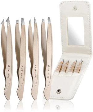 Tweezers Set for Women Facial Hair: Stocking Stuffers 4Pcs Stainless Steel Eyebrow Tweezer Set with Travel Mirror Case, Suitable for Everyday Use in Car, Purse Tweezers Set for Women Facial Hair: Stocking Stuffers 4Pcs Stainless Steel Eyebrow Tweezer Set with Travel Mirror Case, Suitable for Everyday Use in Car, Purse