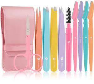 10Pcs Tweezers Razor Scissor Set, Women Facial Precision Tweezer | for Eyebrows with Curved Scissor and Eyebrow Razor for Ingrown Hair with Case 10Pcs Tweezers Razor Scissor Set, Women Facial Precision Tweezer | for Eyebrows with Curved Scissor and Eyebrow Razor for Ingrown Hair with Case