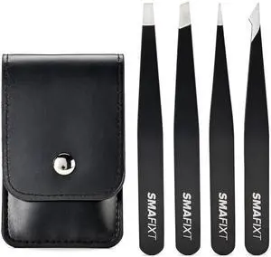 Tweezers Set, Professional Stainless Steel Eyebrow Tweezer 4-Pack | With Travel Case for Facial Hair, Splinters and Ingrown Hair Removal Tweezers Set, Professional Stainless Steel Eyebrow Tweezer 4-Pack | With Travel Case for Facial Hair, Splinters and Ingrown Hair Removal