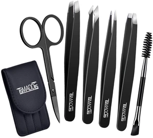 Eyebrow Tweezers Set and Curved Scissor, Professional Stainless Steel Tweezers for Women and Men, Splinter and Ingrown Hair Removal Eyebrow Tweezers Set and Curved Scissor, Professional Stainless Steel Tweezers for Women and Men, Splinter and Ingrown Hair Removal