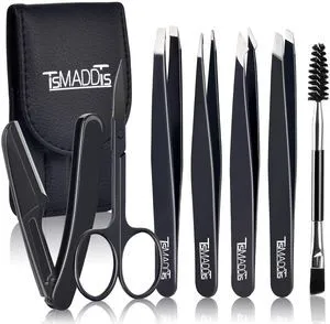 Professional Stainless Steel Tweezers for Women and Men, 7 Pack Precision Tweezers for Eyebrows with Curved Scissor and Eyebrow Razor for Ingrown Hair Professional Stainless Steel Tweezers for Women and Men, 7 Pack Precision Tweezers for Eyebrows with Curved Scissor and Eyebrow Razor for Ingrown Hair