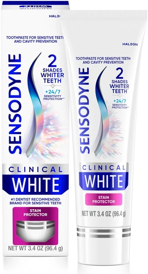 Clinical White Stain Protector Toothpaste, 3.4 oz | Clinically Proven Whitening for Sensitive Teeth, Stain Protector, 2 Shades Whiter Teeth Clinical White Stain Protector Toothpaste, 3.4 oz | Clinically Proven Whitening for Sensitive Teeth, Stain Protector, 2 Shades Whiter Teeth