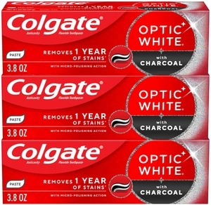 Optic White Charcoal Whitening Toothpaste, 3 Pack, 3.8 oz | Removes 1 Year of Stains With Micro-Polishing Action, Enamel Safe Whitening for Everyday Use, Fluoride Formulated Optic White Charcoal Whitening Toothpaste, 3 Pack, 3.8 oz | Removes 1 Year of Stains With Micro-Polishing Action, Enamel Safe Whitening for Everyday Use, Fluoride Formulated