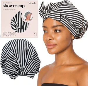 Luxury Large Shower Cap for Women - Stripe | Shower Caps for Women Reusable Waterproof - Non-slip, Comfortable Quick-dry Hair Shower Cap for All Hair Types Luxury Large Shower Cap for Women - Stripe | Shower Caps for Women Reusable Waterproof - Non-slip, Comfortable Quick-dry Hair Shower Cap for All Hair Types