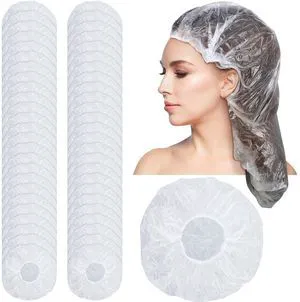 50 Pcs Disposable Shower Cap Plastic Clear Large Bath Elastic Cap | Lengthen Waterproof, for Women Portable Travel Hotel Hair Salon Essentials Accessories Individually Wrapped 50 Pcs Disposable Shower Cap Plastic Clear Large Bath Elastic Cap | Lengthen Waterproof, for Women Portable Travel Hotel Hair Salon Essentials Accessories Individually Wrapped