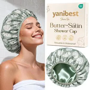 Frizz Free Satin Lined Shower Cap with Soft Elastic Band | Reusable Waterproof & Large Durable Bath Cap with Soft Elastic Band, Luxury Hair Protection Caps, Nylon Shower Hair Cap Frizz Free Satin Lined Shower Cap with Soft Elastic Band | Reusable Waterproof & Large Durable Bath Cap with Soft Elastic Band, Luxury Hair Protection Caps, Nylon Shower Hair Cap