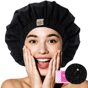 Water-Activated Large Satin-Lined Shower Cap for Women(black) | Floral pattern appears when wet, with a wide comfort band and roomy satin-lined fit for long, curly and thick hair. Water-Activated Large Satin-Lined Shower Cap for Women(black) | Floral pattern appears when wet, with a wide comfort band and roomy satin-lined fit for long, curly and thick hair.
