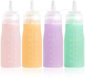 16 oz Silicone Squeeze Bottles for Sauces & Oil, 4 Pack, Pink | Leak Proof Condiment Containers, Interchangeable Extra Lid, Food Grade, BPA Free Easy Squeeze for Honey, Ketchup & Dressing 16 oz Silicone Squeeze Bottles for Sauces & Oil, 4 Pack, Pink | Leak Proof Condiment Containers, Interchangeable Extra Lid, Food Grade, BPA Free Easy Squeeze for Honey, Ketchup & Dressing