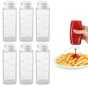 6 Pack Squeeze Bottles for Hot Sauces with Flip Top Silicone Valve | 8oz/250ml Total, with Scale, Drip-proof, Reusable, for Ketchup, Mustard, Salad Dressing, Honey Dispensers 6 Pack Squeeze Bottles for Hot Sauces with Flip Top Silicone Valve | 8oz/250ml Total, with Scale, Drip-proof, Reusable, for Ketchup, Mustard, Salad Dressing, Honey Dispensers