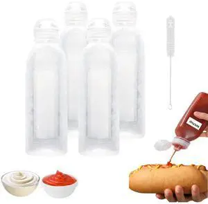 4PC Condiment Squeeze Bottles for Sauces Clear Squeeze Condiment | Containers with Measurement Markings Leak-Proof Lids Easy-Fill Wide Mouth Food Grade Silicone for Cooking and Storage 4PC Condiment Squeeze Bottles for Sauces Clear Squeeze Condiment | Containers with Measurement Markings Leak-Proof Lids Easy-Fill Wide Mouth Food Grade Silicone for Cooking and Storage