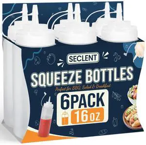 16 oz Condiment Squeeze Bottles, Squeeze Bottles for Sauces, Syrup Bottles | 6 Pack Clear Condiment Squeeze Bottles for Sauces, Ketchup Honey Jars for Liquids, Cooking Squirt Bottle for, Oil, Food 16 oz Condiment Squeeze Bottles, Squeeze Bottles for Sauces, Syrup Bottles | 6 Pack Clear Condiment Squeeze Bottles for Sauces, Ketchup Honey Jars for Liquids, Cooking Squirt Bottle for, Oil, Food