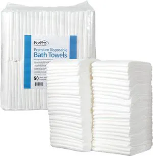 Premium Disposable Bath Towels, Salon & Spa Towels for Hair, Face, Body, Extra Large (15" x 31.5"), White, 50-Count Premium Disposable Bath Towels, Salon & Spa Towels for Hair, Face, Body, Extra Large (15" x 31.5"), White, 50-Count