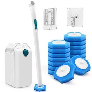 Disposable Toilet Brush, Toilet Bowl Wand Holder Set with Upgraded Clamping System, 16PCS Cleaner Refills, Bathroom Cleaning Tool for Sink Bathtub Drain Wash Basin Urinal Disposable Toilet Brush, Toilet Bowl Wand Holder Set with Upgraded Clamping System, 16PCS Cleaner Refills, Bathroom Cleaning Tool for Sink Bathtub Drain Wash Basin Urinal