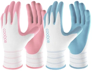 6 Pairs Gardening Gloves for Women Ladies, Breathable Rubber Coated for Yard Garden, Outdoor Indoor Protective Work with Grip, Medium Size, Blue & Pink 6 Pairs Gardening Gloves for Women Ladies, Breathable Rubber Coated for Yard Garden, Outdoor Indoor Protective Work with Grip, Medium Size, Blue & Pink