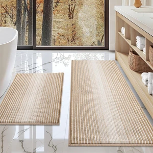 Bathroom Rugs Sets 2 Piece, Non Slip Boho Bath Mats, Beige | 20"x47" Plus 16"x24", Soft Absorbent Striped Chenille, Quick Dry Machine Washable, Shower Rug for Bathroom Bedroom Décor Bathroom Rugs Sets 2 Piece, Non Slip Boho Bath Mats, Beige | 20"x47" Plus 16"x24", Soft Absorbent Striped Chenille, Quick Dry Machine Washable, Shower Rug for Bathroom Bedroom Décor
