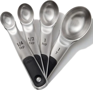 Good Grips 4 Piece Stainless Steel Measuring Spoons with Magnetic Snaps Good Grips 4 Piece Stainless Steel Measuring Spoons with Magnetic Snaps