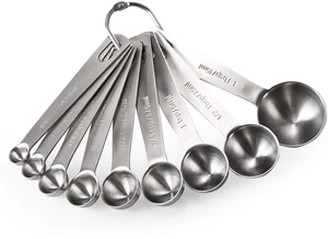 18/8 Stainless Steel Measuring Spoons Set of 9, Teaspoon Tablespoon | Kitchen Metal Measure Set, 1/16tsp, 1/8tsp, 1/4tsp, 1/3tsp, 1/2tsp, 3/4tsp, 1tsp, 1/2tbsp, 1tbsp for Dry & Liquid Ingredients 18/8 Stainless Steel Measuring Spoons Set of 9, Teaspoon Tablespoon | Kitchen Metal Measure Set, 1/16tsp, 1/8tsp, 1/4tsp, 1/3tsp, 1/2tsp, 3/4tsp, 1tsp, 1/2tbsp, 1tbsp for Dry & Liquid Ingredients