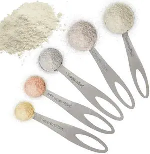 5-Piece Stainless Steel Measuring Spoon Set for Cooking and Baking, Heavy Duty, Fits in Spice Jars, Accurate for Dry and Liquid Ingredients 5-Piece Stainless Steel Measuring Spoon Set for Cooking and Baking, Heavy Duty, Fits in Spice Jars, Accurate for Dry and Liquid Ingredients