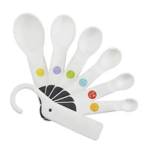 Good Grips 6-Piece Plastic Measuring Spoons with Scraper- White Good Grips 6-Piece Plastic Measuring Spoons with Scraper- White