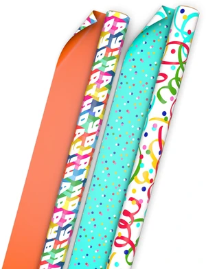 Reversible Birthday Wrapping Paper Rolls, 2-Rolls (Confetti, Dots) Reversible Birthday Wrapping Paper Rolls, 2-Rolls (Confetti, Dots)