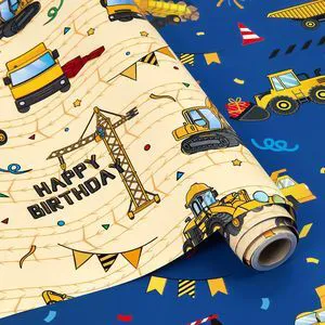Construction Wrapping Paper 17 In x 33 Ft Gift Wrap Paper for Boys | Wrapping Paper Birthday Boy,Reversible Tractor Truck Wrapping Paper,Construction Birthday Party Supplies Construction Wrapping Paper 17 In x 33 Ft Gift Wrap Paper for Boys | Wrapping Paper Birthday Boy,Reversible Tractor Truck Wrapping Paper,Construction Birthday Party Supplies