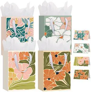10.6" Matisse Flowers Gift Bags, 4 Medium Floral Gift Bags for Women | 4 Floral Styles, Tissue Paper&Cards, for Wedding Bridal Showers, Baby Shower, Women Birthday, 10.6" x 7.8" x 4.7" 10.6" Matisse Flowers Gift Bags, 4 Medium Floral Gift Bags for Women | 4 Floral Styles, Tissue Paper&Cards, for Wedding Bridal Showers, Baby Shower, Women Birthday, 10.6" x 7.8" x 4.7"