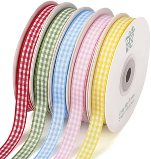 5 Color Gingham Ribbon 3/8" X 50 Yd Plaid Ribbons | Craft Ribbons Buffalo Checker Ribbon for Crafts Picnic Decor Sewing Projects Hair Bows Baby Shower Birthday Gift Wrapping 5 Color Gingham Ribbon 3/8" X 50 Yd Plaid Ribbons | Craft Ribbons Buffalo Checker Ribbon for Crafts Picnic Decor Sewing Projects Hair Bows Baby Shower Birthday Gift Wrapping
