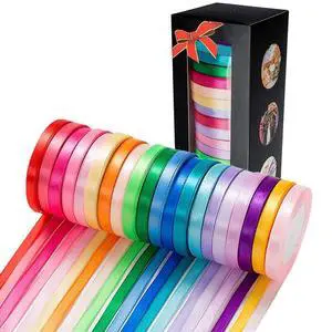 500 Yard Fabric Ribbon Satin Ribbon Rolls Silk Satin Roll, 25 Yard/Rolls, 20 Rolls, Satin Ribbon for Gift Package Wrapping Ribbon Bow Making Crafts Sewing Party Wedding, 2/5 Inch Wide 500 Yard Fabric Ribbon Satin Ribbon Rolls Silk Satin Roll, 25 Yard/Rolls, 20 Rolls, Satin Ribbon for Gift Package Wrapping Ribbon Bow Making Crafts Sewing Party Wedding, 2/5 Inch Wide