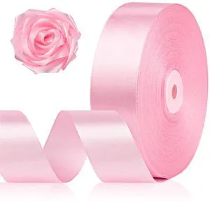 Pink Ribbon 1-1/2 Inch x 100 Yards, Satin Ribbon | Soft Satiny Fabric, Ribbon for Flower Bouquet, Eternal Roses, Wedding, Crafting Bows for Gift Wrapping Pink Ribbon 1-1/2 Inch x 100 Yards, Satin Ribbon | Soft Satiny Fabric, Ribbon for Flower Bouquet, Eternal Roses, Wedding, Crafting Bows for Gift Wrapping