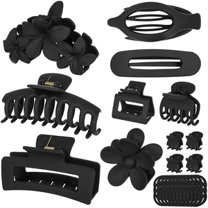 12PCS Hair Clips for Women, Jaw Claw Clips Set for Thin Thick Hair, Black | Strong Hold Non-Slip Hair Claws with Hair Ties, Durable, Large Square, Flower, Flat & Small Clips for Work, Daily Wear, Gift 12PCS Hair Clips for Women, Jaw Claw Clips Set for Thin Thick Hair, Black | Strong Hold Non-Slip Hair Claws with Hair Ties, Durable, Large Square, Flower, Flat & Small Clips for Work, Daily Wear, Gift