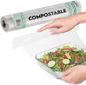 Compostable Plastic Wrap for Food Refill Roll, 400 Sq Ft, ASTM D6400 | Strong, stretchy wrap clings to bowls and leftovers without tearing. EN 13432 certified, BPA free, and fits our dispensers. Compostable Plastic Wrap for Food Refill Roll, 400 Sq Ft, ASTM D6400 | Strong, stretchy wrap clings to bowls and leftovers without tearing. EN 13432 certified, BPA free, and fits our dispensers.