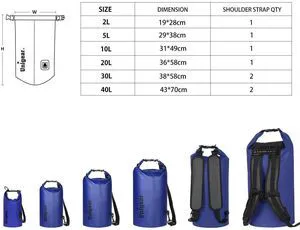 Dry Bag Waterproof, Floating and Lightweight Bags for Kayaking, Boating, Fishing, Swimming and Camping with Waterproof Phone Case (Blue, 2L) Dry Bag Waterproof, Floating and Lightweight Bags for Kayaking, Boating, Fishing, Swimming and Camping with Waterproof Phone Case (Blue, 2L)