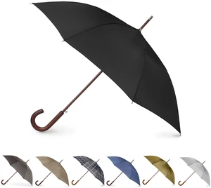 Auto Open Water Repellent Stick Umbrella with Classic Wood J Hook Handle Auto Open Water Repellent Stick Umbrella with Classic Wood J Hook Handle