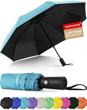 Windproof Travel Umbrella, Automatic Umbrellas for Rain, Portable & Compact Umbrellas for Backpack, Strong UV for Protection, Folding Small Sun Umbrella for Car, Walking, Blue Windproof Travel Umbrella, Automatic Umbrellas for Rain, Portable & Compact Umbrellas for Backpack, Strong UV for Protection, Folding Small Sun Umbrella for Car, Walking, Blue