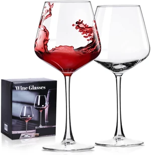 Wine Glasses Set of 2, 15 oz, Long Stem, Wide Bowl, Hand Blown | Hand-blown clear glass with a wide bowl for red or white wine, supporting easy swirling at dinners, parties and gatherings Wine Glasses Set of 2, 15 oz, Long Stem, Wide Bowl, Hand Blown | Hand-blown clear glass with a wide bowl for red or white wine, supporting easy swirling at dinners, parties and gatherings