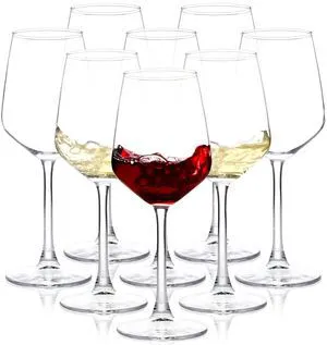 Wine Glasses Set of 8, 12oz Clear Red/White, Long Stem Wine Glasses for Party, Wedding and Home Wine Glasses Set of 8, 12oz Clear Red/White, Long Stem Wine Glasses for Party, Wedding and Home