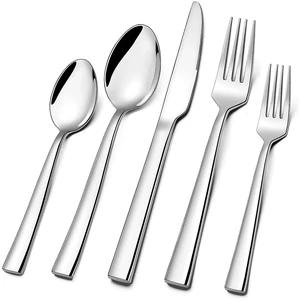 Silverware Set for 2, 10-Piece Stainless Steel Flatware Cutlery Set, Square Edge Kitchen Utensil Include Knives/Forks/Spoons, Tableware for Home/Hotel, Mirror Polished Dishwasher Safe Silverware Set for 2, 10-Piece Stainless Steel Flatware Cutlery Set, Square Edge Kitchen Utensil Include Knives/Forks/Spoons, Tableware for Home/Hotel, Mirror Polished Dishwasher Safe