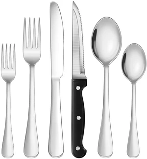 24-Piece Silver Silverware Set with Steak Knives Black Stainless Steel Flatware Set for 4 Food Grade Tableware Cutlery Set Rust-proof, Mirror Polished, Dishwasher Safe 24-Piece Silver Silverware Set with Steak Knives Black Stainless Steel Flatware Set for 4 Food Grade Tableware Cutlery Set Rust-proof, Mirror Polished, Dishwasher Safe